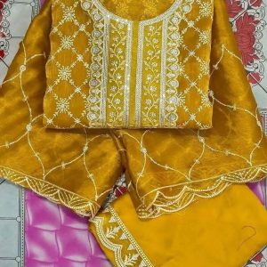 জেমেজো ফেব্রিক জর্জেট ফরপিস হলুদ কালার