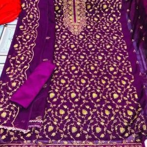 জর্জেট ৪ পিস — এলিগ্যান্ট জাম কালার